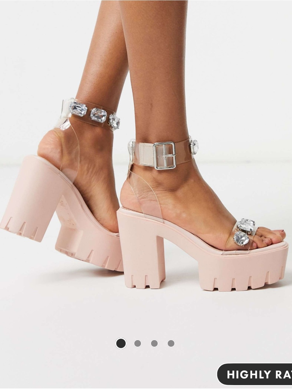 ASOS Jeweled Platform Chunky Powder Pink Sandal Heels - Size 11